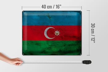 Panneau en tôle drapeau Azerbaïdjan 40x30cm Azerbaïdjan rouille 4