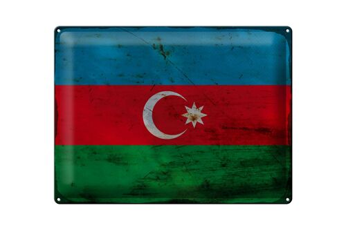 Blechschild Flagge Aserbaidschan 40x30cm Azerbaijan Rost