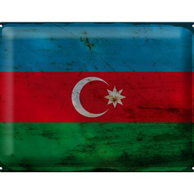 Targa in metallo bandiera Azerbaigian 40x30 cm Azerbaigian ruggine