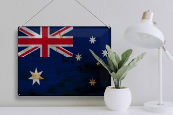 Signe en étain drapeau Australie 40x30cm drapeau Australie rouille 3