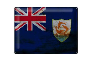 Signe en étain drapeau Anguilla 40x30cm drapeau d'anguilla rouille 1