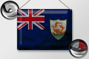 Signe en étain drapeau Anguilla 40x30cm drapeau d'anguilla rouille 2
