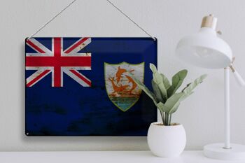 Signe en étain drapeau Anguilla 40x30cm drapeau d'anguilla rouille 3