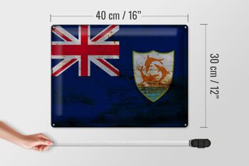 Signe en étain drapeau Anguilla 40x30cm drapeau d'anguilla rouille 4