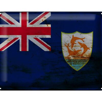 Blechschild Flagge Anguilla 40x30cm Flag of Anguilla Rost