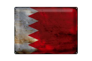 Signe en étain drapeau Bahreïn 40x30cm drapeau de Bahreïn rouille 1