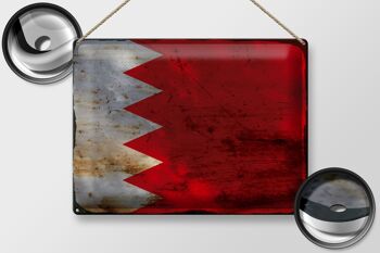 Signe en étain drapeau Bahreïn 40x30cm drapeau de Bahreïn rouille 2