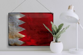 Signe en étain drapeau Bahreïn 40x30cm drapeau de Bahreïn rouille 3