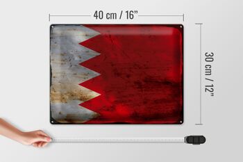 Signe en étain drapeau Bahreïn 40x30cm drapeau de Bahreïn rouille 4