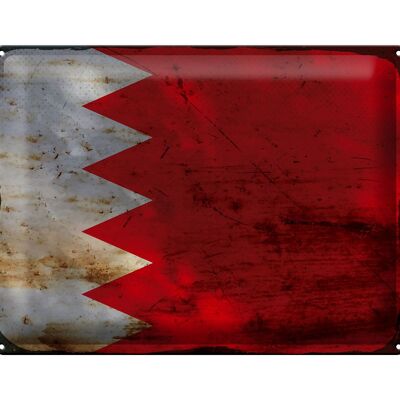 Blechschild Flagge Bahrain 40x30cm Flag of Bahrain Rost