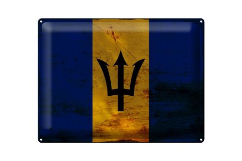 Blechschild Flagge Barbados 40x30cm Flag of Barbados Rost