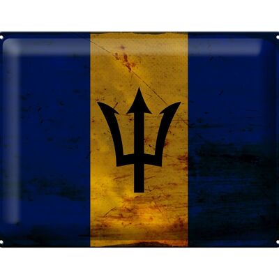 Blechschild Flagge Barbados 40x30cm Flag of Barbados Rost