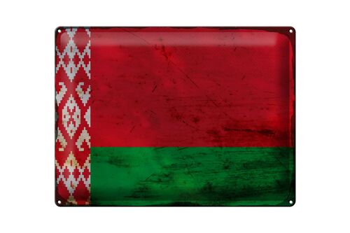 Blechschild Flagge Weißrussland 40x30cm Flag Belarus Rost