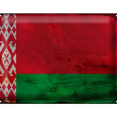 Blechschild Flagge Weißrussland 40x30cm Flag Belarus Rost