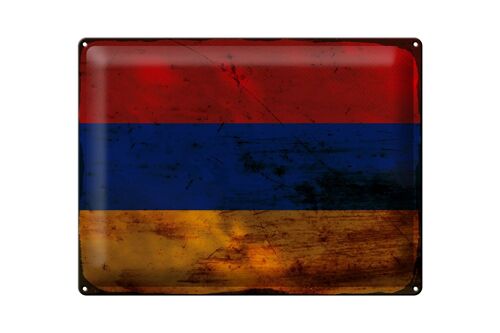 Blechschild Flagge Armenien 40x30cm Flag of Armenia Rost