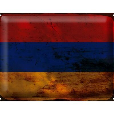 Cartel de chapa Bandera de Armenia 40x30cm Bandera de Armenia Óxido