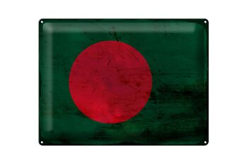 Signe en étain drapeau Bangladesh 40x30cm Bangladesh rouille 1