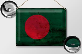Signe en étain drapeau Bangladesh 40x30cm Bangladesh rouille 2