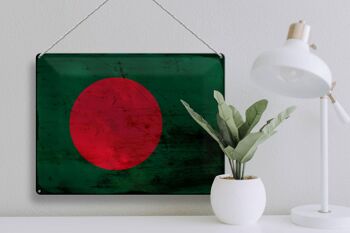 Signe en étain drapeau Bangladesh 40x30cm Bangladesh rouille 3