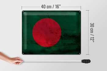 Signe en étain drapeau Bangladesh 40x30cm Bangladesh rouille 4