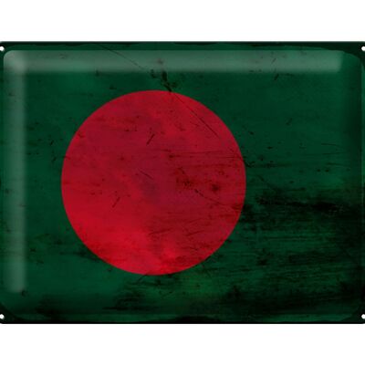 Cartel de chapa Bandera de Bangladesh, 40x30cm, óxido de Bangladesh