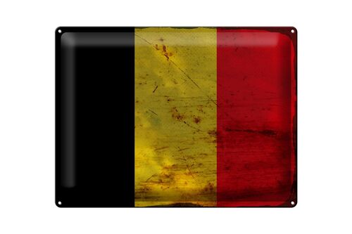 Blechschild Flagge Belgien 40x30cm Flag of Belgium Rost