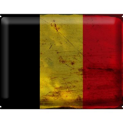 Blechschild Flagge Belgien 40x30cm Flag of Belgium Rost