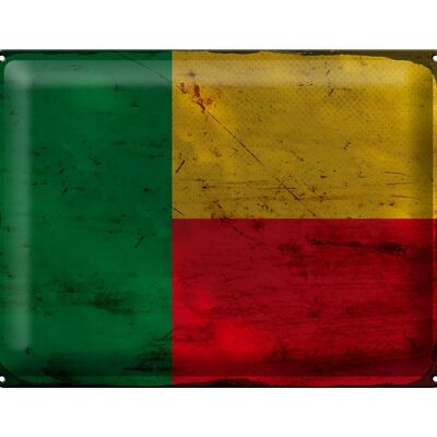 Metal sign flag Benin 40x30cm Flag of Benin Rust