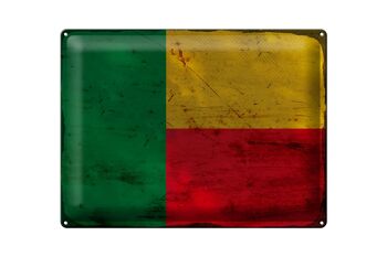 Plaque en tôle Drapeau Bénin 40x30cm Drapeau du Bénin Rouille 1