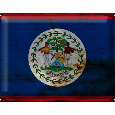 Blechschild Flagge Belize 40x30cm Flag of Belize Rost