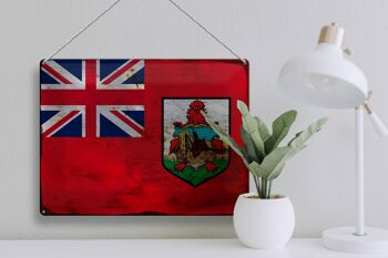 Panneau en étain drapeau des Bermudes, 40x30cm, drapeau des Bermudes rouille 3