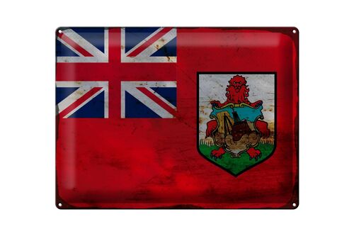 Blechschild Flagge Bermuda 40x30cm Flag of Bermuda Rost