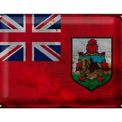 Targa in metallo Bandiera Bermuda 40x30 cm Bandiera delle Bermuda Ruggine