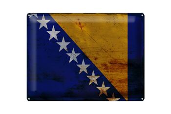 Panneau en tôle drapeau Bosnie-Herzégovine 40x30cm rouille 1