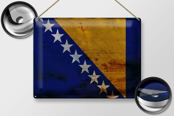 Panneau en tôle drapeau Bosnie-Herzégovine 40x30cm rouille 2