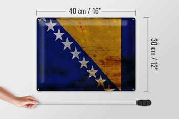 Panneau en tôle drapeau Bosnie-Herzégovine 40x30cm rouille 4