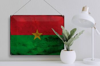 Panneau en tôle drapeau Burkina Faso 40x30cm Burkina Faso rouille 3