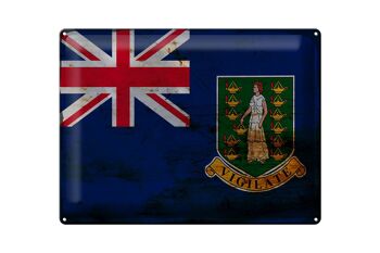 Panneau en tôle drapeau des îles Vierges britanniques, 40x30cm, rouille 1