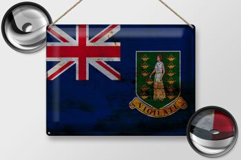 Panneau en tôle drapeau des îles Vierges britanniques, 40x30cm, rouille 2