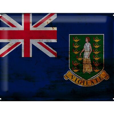 Targa in metallo Bandiera Isole Vergini Britanniche 40x30 cm Ruggine