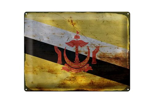 Blechschild Flagge Brunei 40x30cm Flag of Brunei Rost