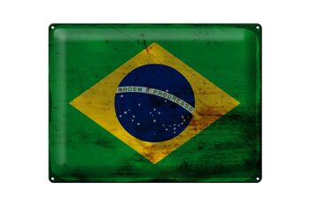 Panneau en tôle drapeau du Brésil 40x30cm, drapeau du Brésil rouille 1