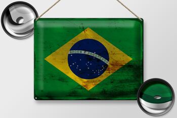 Panneau en tôle drapeau du Brésil 40x30cm, drapeau du Brésil rouille 2