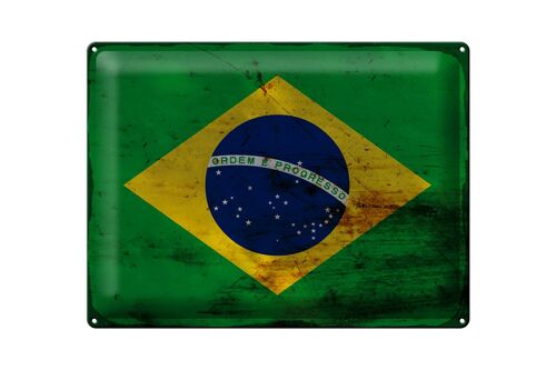 Blechschild Flagge Brasilien 40x30cm Flag of Brazil Rost
