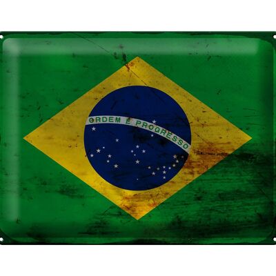 Blechschild Flagge Brasilien 40x30cm Flag of Brazil Rost