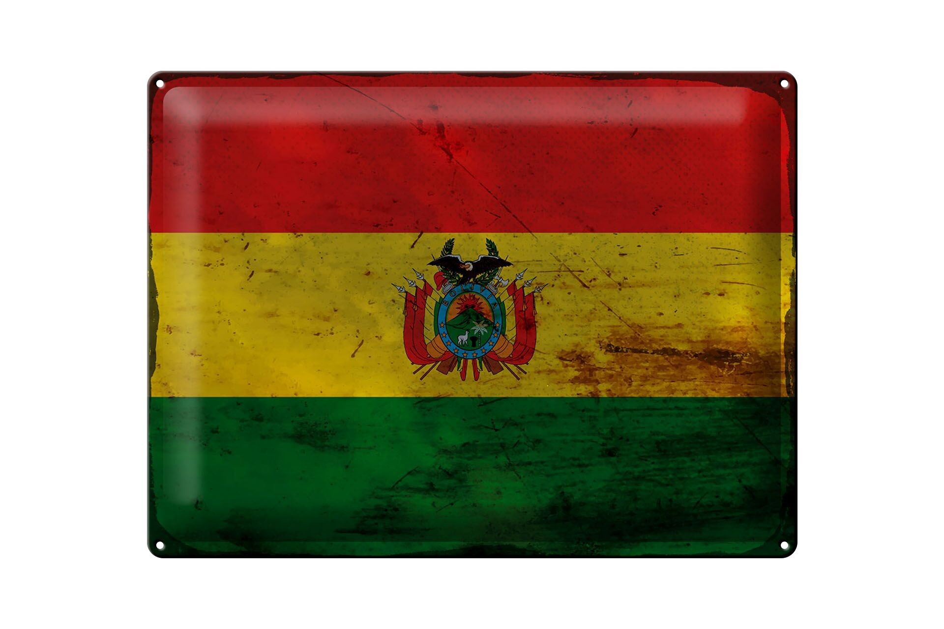Cartel de chapa Bandera de Bolivia 40x30cm Bandera de Bolivia Óxido