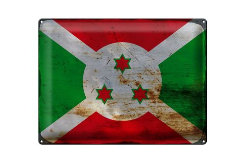 Blechschild Flagge Burundi 40x30cm Flag of Burundi Rost