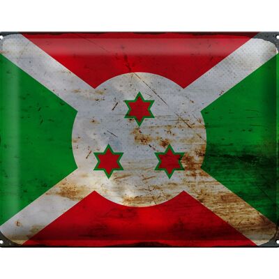 Cartel de chapa Bandera de Burundi 40x30cm Bandera de Burundi Óxido