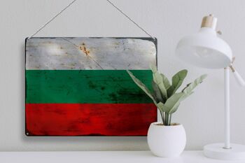 Signe en étain drapeau Bulgarie 40x30cm drapeau Bulgarie rouille 3