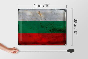 Signe en étain drapeau Bulgarie 40x30cm drapeau Bulgarie rouille 4